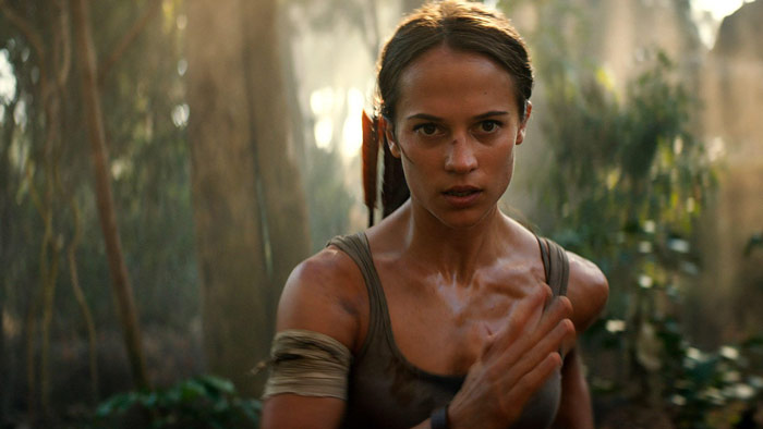 Alicia Vikander running as Lara Croft in Tomb Raider movie