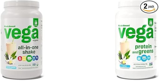 Vega Organic All-in-One Vegan Protein Powder & Protein and Greens Protein Powder- Vanilla - 20g Plant Based Protein Plus Veggies