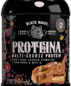 Worldwide Nutrition Bundle Compatible with Black Magic Protein Powder – Multi-Source Protein Whey- Egg & Casein Complex with Enzymes & MCT- 2LB Dulce De Leche Flavor with Keychain 2
