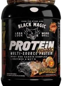 Worldwide Nutrition Bundle Compatible with Black Magic Protein Powder – Multi-Source Protein Whey- Egg & Casein Complex with Enzymes & MCT- 2LB Monster Mash Flavor with Multi-Purpose Keychain