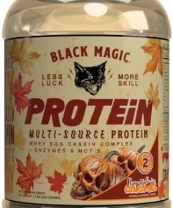 Worldwide Nutrition Bundle Compatible with Black Magic Protein Powder – Multi-Source Protein Whey- Egg & Casein Complex with Enzymes & MCT- 2LB Pumpkin Spice Caramel Flavor with Keychain
