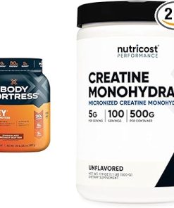 Body Fortress 100% Whey Protein Powder 1.78lbs & Nutricost Creatine Monohydrate Micronized Powder 500G Bundle