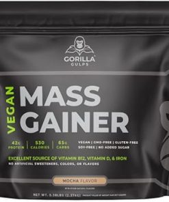 – Mocha Vegan Mass Gainer – 5 lb Natural High Calorie Protein Powder – GMO- Gluten