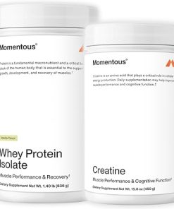 Momentous Creatine Monohydrate Powder & Essential Grass-Fed Whey Protein Powder – Supports Strength- Lean Muscle