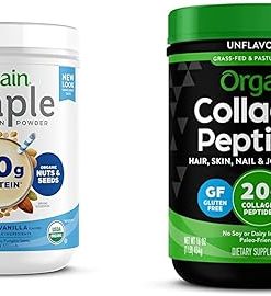 Orgain Organic Simple Vegan Protein Powder- Vanilla with Collagen Peptides Powder – Plant Based Protein