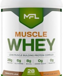MFL Muscle Whey Protein l 28g of Protein l 8g BCAAs l Keto Friendly l Low Carbs l 2 lbs (Chocolate Lava)