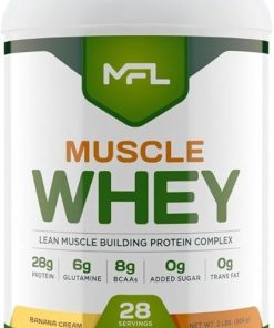 MFL Muscle Whey Protein 2 lbs l 26g of Protein l 8g BCAAs l 6g Glutamine l Low Carbs l 28 Servings (Vanilla Bean)