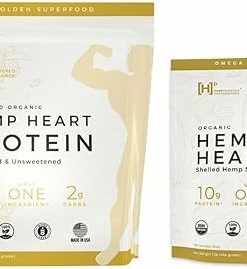 Plant Protein Plus Omega Powerhouse Bundle with Organic Hemp Heart Protein 1lb and Organic Hemp Heart Seeds Bundle