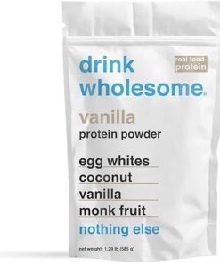 drink wholesome Vanilla Egg White Protein Powder | for Sensitive Stomachs | Gut Friendly | Dairy Free & Lactose Free | No Artificial Sweeteners | Carnivore & Paleo | Safe for Kids & Seniors