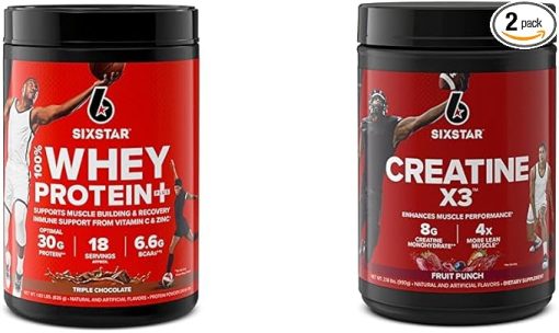 Six Star Elite Series 100% Whey Protein Plus Triple Chocolate 1.8lbs US & Creatine Powder Creatine X3 | Creatine HCl + Creatine Monohydrate Powder