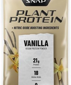 Snap Supplements 100% Plant Based Protein Powder Stick Packs with Nitric Oxide Booster (10 Pack- Vanilla)