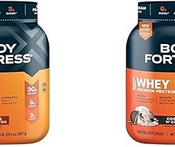 Body Fortress 100% Whey Premium Protein Powder Chocolate Peanut Butter and Cookies N’ Cream- 1.78lbs Each