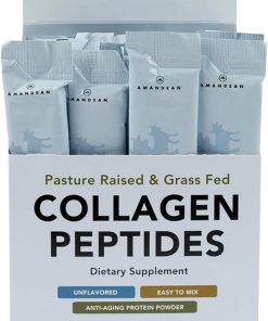 AMANDEAN Collagen Peptides Powder Packets | 30 Individual Stick Packs | Grass-Fed Hydrolyzed Collagen Protein | Unflavored- Easy to Mix | Travel Friendly | Promotes Healthy Gut