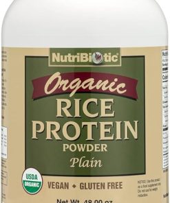 NutriBiotic Certified Organic Rice Protein Plain- 3 Pound | Low Carbohydrate Vegan Protein Powder | Raw