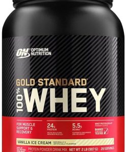 Optimum Nutrition Gold Standard 100% Whey Protein Powder from Whey Isolates- Vanilla Ice Cream – 2 Pound