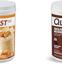 Quest Nutrition Salted Caramel Protein Powder; 26g Protein; 1g Sugar; Low Carb; Gluten Free; 1.6 Pounds; 24 Servings & Chocolate Milkshake Protein Powder- 22g Protein
