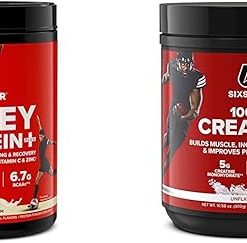 Six Star Whey Protein Plus & Creatine Monohydrate Powder Bundle | Vanilla Whey Protein Isolate 1.8 lbs & Unflavored Creatine 60 Servings