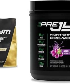 PRO JYM 45 Servings – Tahitian Vanilla Bean & Pre JYM Grape Candy Pre Workout Powder – BCAAs- Nootropics