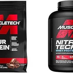 Muscletech Whey Protein Powder Phase8 Protein Powder | Whey & Casein Protein Powder Blend & Whey Protein Powder Nitro-Tech Whey Protein Isolate & Peptides | Milk Chocolate- 4 Pounds
