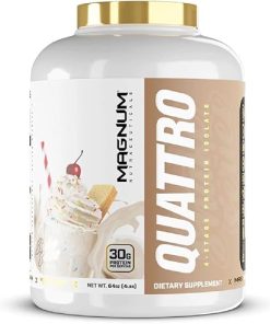 QUATTRO Magnum Nutraceuticals Shake Series Whey Protein Powder- Vanilla 4.5lb – Premium Protein Isolate Blend for Muscle Growth & Recovery