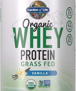 Garden of Life Grass Fed Whey Protein Powder Vanilla – 21g Protein for Women & Men + Probiotics – 12 Servings – Gluten Free- Non GMO
