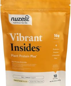 Nuzest Protein Plus | Vibrant Insides | Vanilla | Gut Health- Digestion and Immune Support | Vitamins and Minerals | 8.8oz/ 250g (10 Servings)