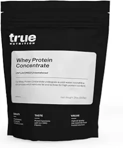 True Nutrition – Whey Protein Concentrate – 100% Whey Protein Powder – Fast Acting Low Carb Protein Powder with Essential Amino Acids – High in Leucine (2 lb- Unflavored)