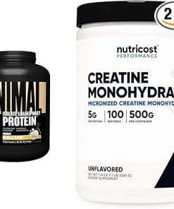 Animal Whey Isolate Protein Powder Vanilla 4 lbs & Nutricost Creatine Monohydrate Micronized Powder 500G Pre Post Workout Muscle Builder