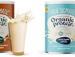 Four Sigmatic Organic Plant-Based Protein Powder Bundle with Peanut Butter- Vanilla Flavors