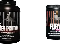 Animal 100% Whey Protein Powder – Whey Blend for Pre- or Post-Workout- Recovery & Fury Pre Workout Powder Supplement for Energy and Focus 5g BCAA 350mg Caffeine Nitric Oxide
