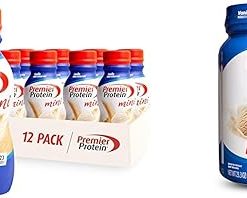 Premier Protein Shake MINIs Vanilla 22g Protein 120 Calories Pack of 12 & Powder Vanilla Milkshake 30g Protein 17 Servings 23.3 Ounces
