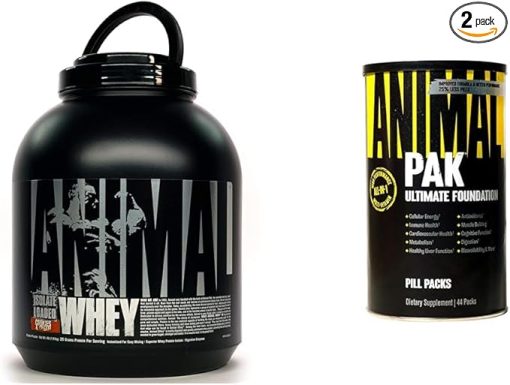 Animal Whey Isolate Protein Powder- Loaded for Post Workout and Recovery & Pak - Convenient All-in-One Vitamin & Supplement Pack