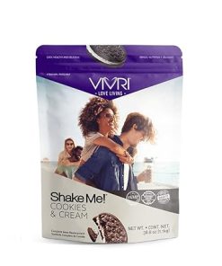 VIVRI Shake Me! Cookies & Cream Protein Powder | 20 Servings | Complete Meal Replacement | High Protein Snacks | Cookie Flavor | Mix in Shaker Bottle with Water | Gluten Free | Vegan | Whey Protein