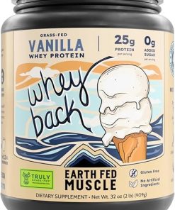 Earth Fed Muscle Whey Back Vanilla Truly Grass Fed Whey 2lb – No Fillers- Flow Agents