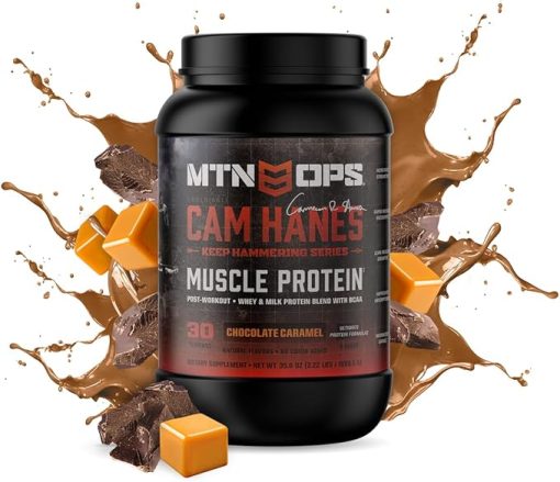 MTN OPS Cameron Hanes Keep Hammering Whey Protein Powder- Chocolate Caramel Flavor