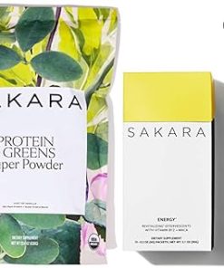 SAKARA Protein + Greens Super Powder & Energy Effervescent – Organic Protein Powder & Greens Powder- Refined Sugar Free Electrolytes Powder