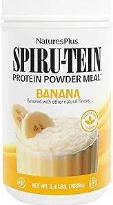 NaturesPlus SPIRU-TEIN Shake – Banana Flavor – 2.4 lbs- Spirulina Protein Powder – Plant Based Meal Replacement