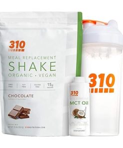 Vegan Organic Plant Protein Powder and Meal Replacement Shake With Shaker Cup and 2 Oz MCT Oil – By 310 Nutrition – Gluten- Dairy and Soy Free – 0g of Sugar | Keto and Paleo Friendly (Chocolate)