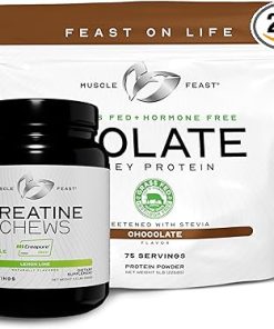 Muscle Feast Isolate + Creatine Candy Bundle: 1 Whey Protein Isolate (Chocolate- 5lb) + 1 Creatine Candy (Lemon Lime