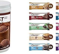 Quest Chocolate Milkshake Protein Powder 22g Protein- Quest Protein Bars Variety Pack High Protein Gluten Free 12 Count