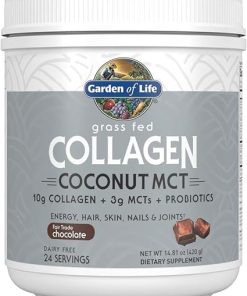 Garden of Life Grass Fed Collagen Coconut MCT Powder – Chocolate- 24 Servings