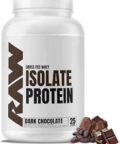RAW Whey Isolate Protein Powder- Dark Chocolate – 100% Grass-Fed Sports Nutrition Whey Protein Powder for Muscle Growth & Recovery – Low-Fat
