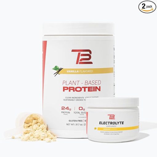 TB12 Plant Based Strength & Hydration Bundle (Vanilla Protein Powder & Lemonade Electrolytes)- Support Muscle Recovery & Hydration - Image 2