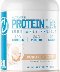 NutraOne ProteinOne Whey Protein Promote Recovery and Build Muscle with a Protein Shake Powder for Men & Women (Vanilla Ice Cream- 2 LB)