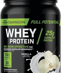 Swanson Full Potential Whey Protein – Vanilla Flavor- Protein Powder for Muscle Building and Recovery – 25 g