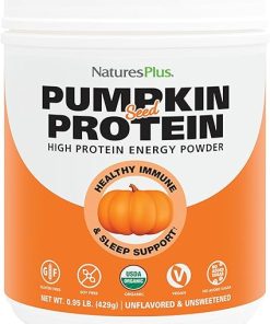 NaturesPlus Organic Pumpkin Seed Protein – .95 lbs Vegan Protein Powder – High Energy Protein Supplement- Promotes Prostate Health
