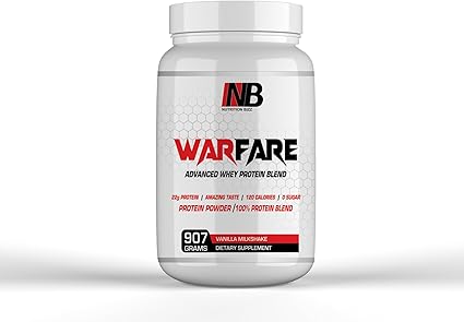 Warfare 2 lbs Advanced Whey Protein Blend 22g Protein per Serving Amazing Flavors (2 lbs- Vanilla Milkshake)