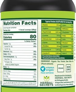 Herbal Secrets Organic Pea Protein Powder | 2 Lbs. | 17 Grams Protein Per Serving | 4.2 Grams BCAA Supplement | Non-GMO | Gluten Free | Made in USA 2