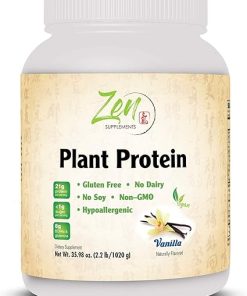 Zen Supplements – Plant Protein-Vanilla 1020G 2.2LB-Powder – 25 Grams of Protein Per Serving -Vegan- Low Net Carbs
