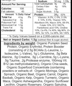 Body Symphony Peak Performance Plant-Based Protein | Naturally Sweetened Unflavored | Pumpkin Seed Protein has Nutrients Normally Found in Meat | Vegan- Paleo and Keto Friendly | 2.20 lbs 20 Servings 2